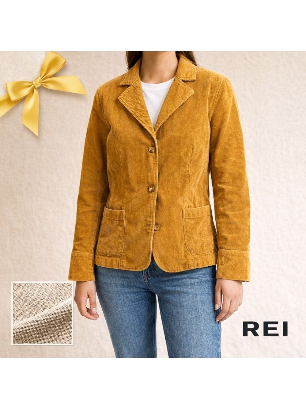 REI Blazer Jacket Mustard Corduroy Blazer Medium